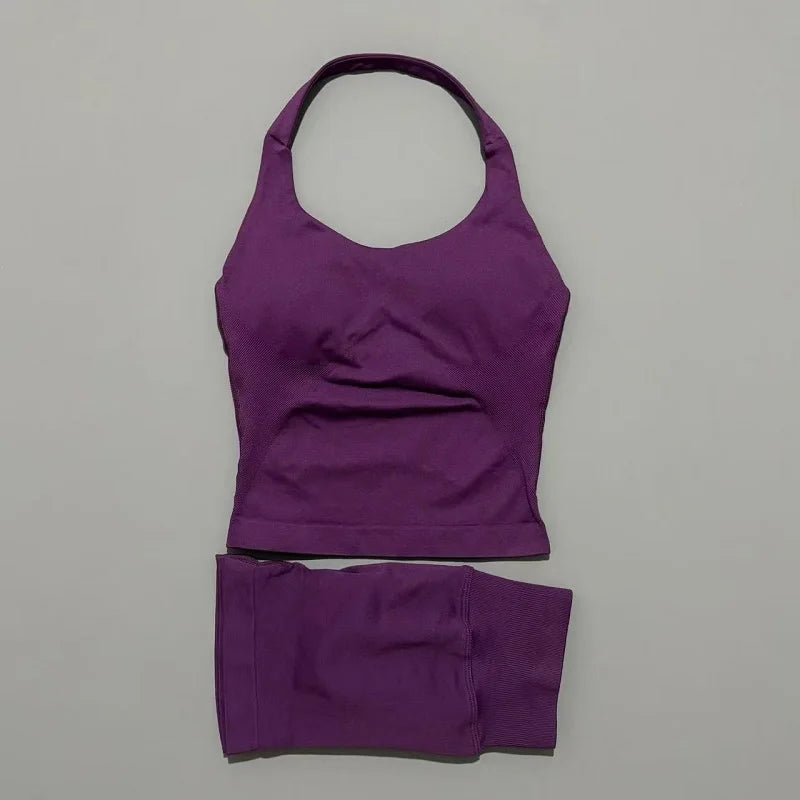 Women's Halter Tank And Shorts Yoga Set For Workout Outfits