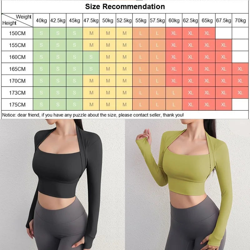 Women's Square-Neck Long-Sleeve Workout Crop Top