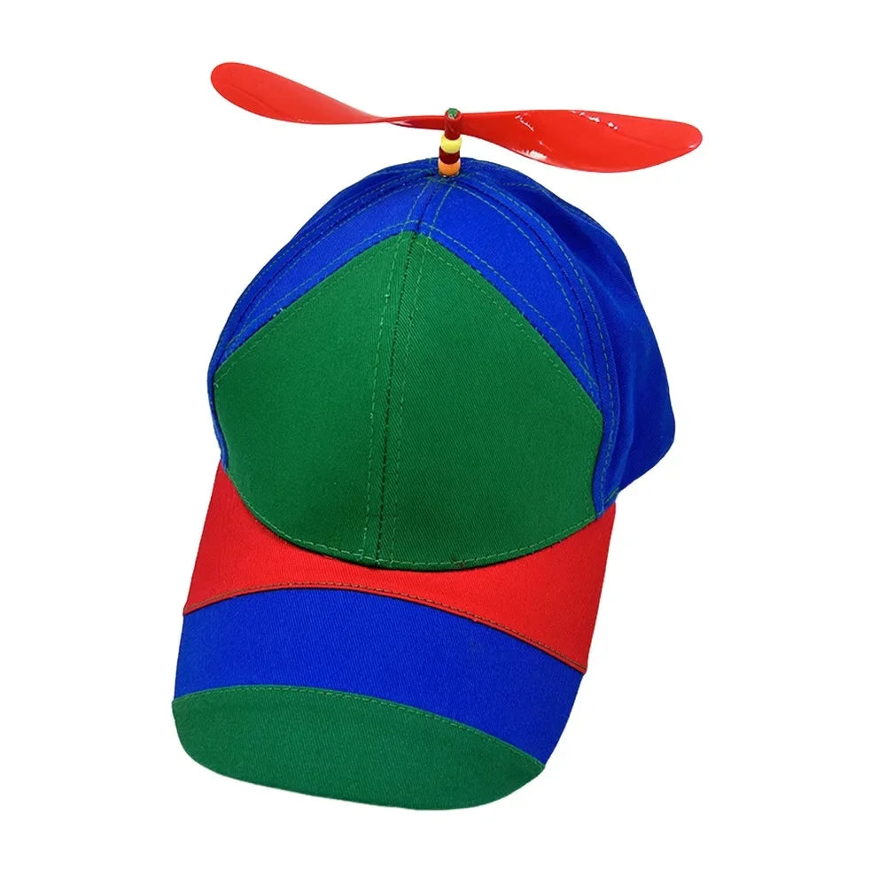 Color Block Baseball Cap with Decorative Top Propeller