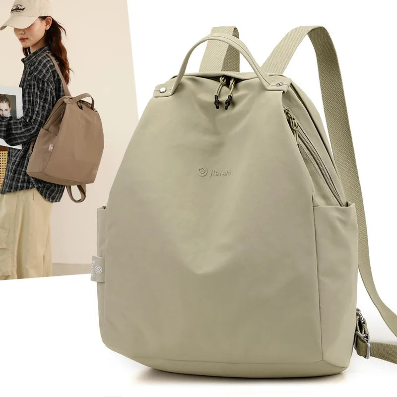 Simple Solid Colour Backpack with Front Zipper Pocket and Carry Handle