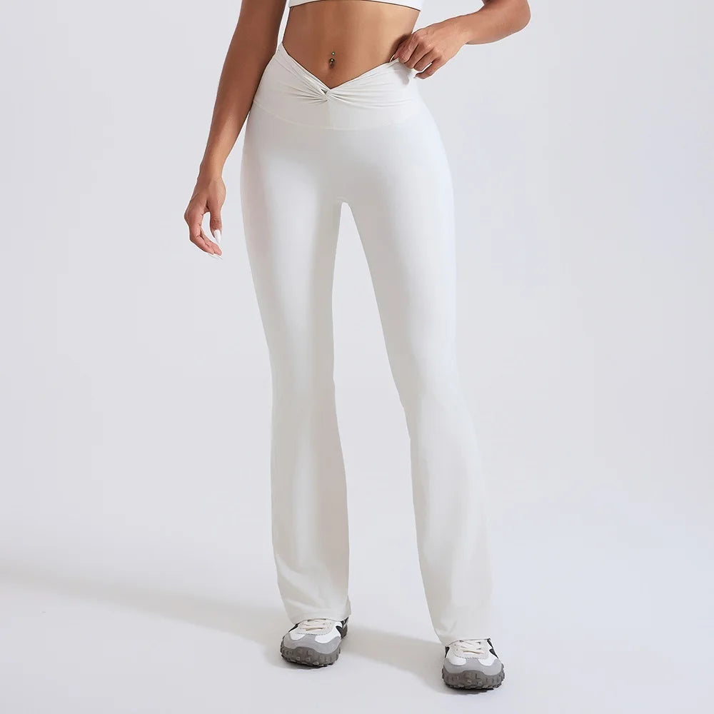 Women's Zip-Front Crop Top and Flared Pants Workout Set