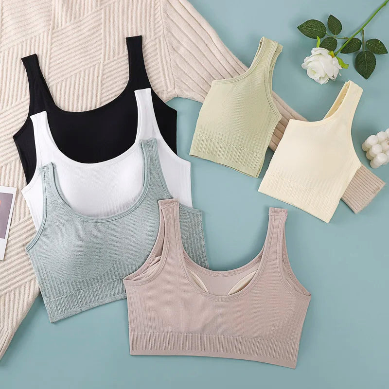 Women's Ribbed Scoop Neck Cropped Tank Top