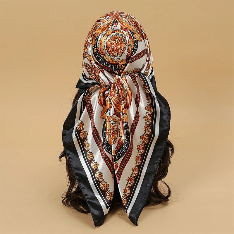 Printed Square Scarf with Ornate Paisley Pattern Options