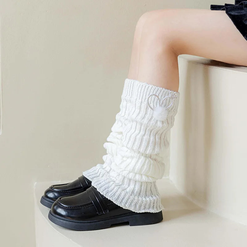 Children's Knit Leg Warmers with Decorative Bow Details