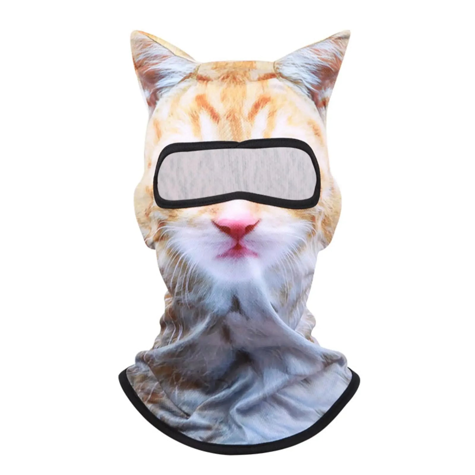 Cat Print Balaclava Hood with Decorative Ear Details