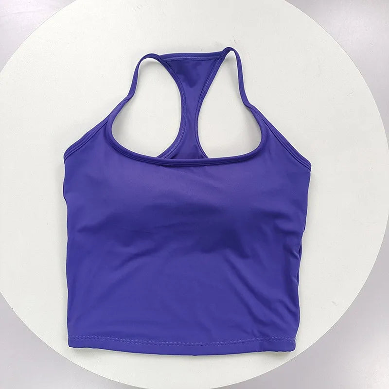 Women's Contrast Trim Racerback Cropped Tank Top