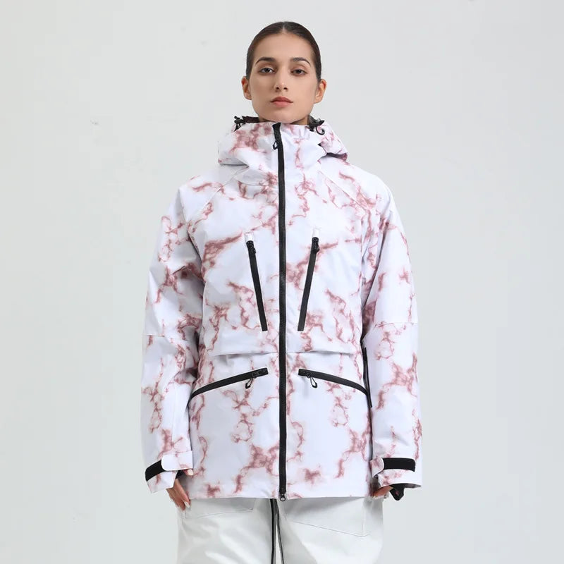 Hooded Long Sleeve Snow Sport Jacket with Front Closure