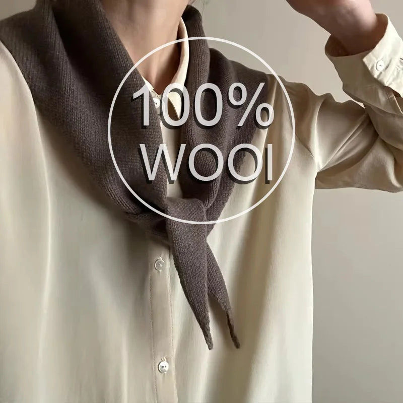 Solid Knitted Triangle Scarf with Long Pointed Corners