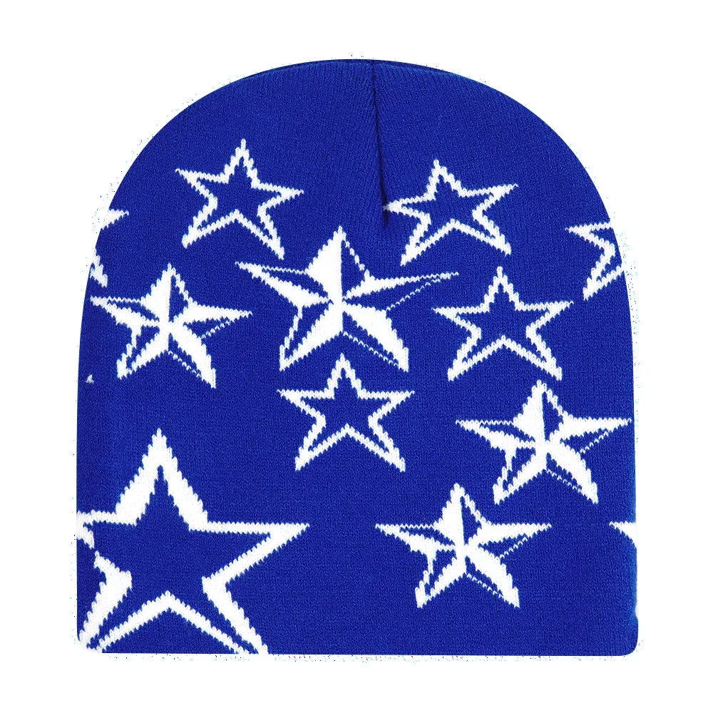 Graphic Knit Beanie with Letter and Pattern Style Options