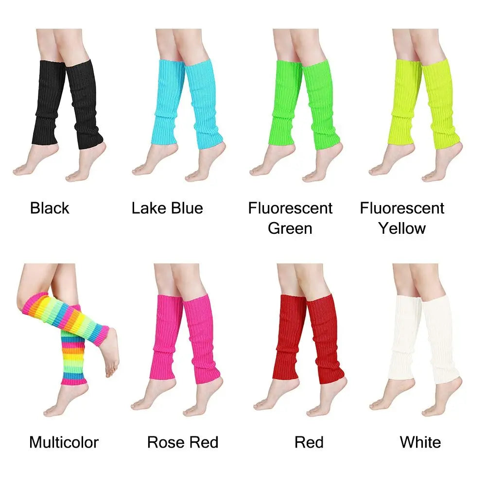 Colorful Ribbed Leg Warmers with Solid and Rainbow Options