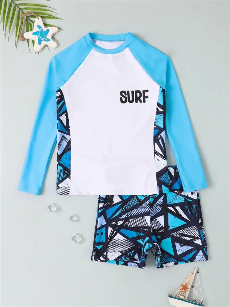 Boys' Long Sleeve Rash Guard and Swim Shorts Selection