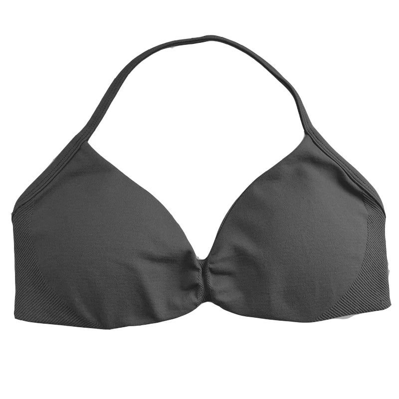 Women's Ruched Halter Neck Sports Bra