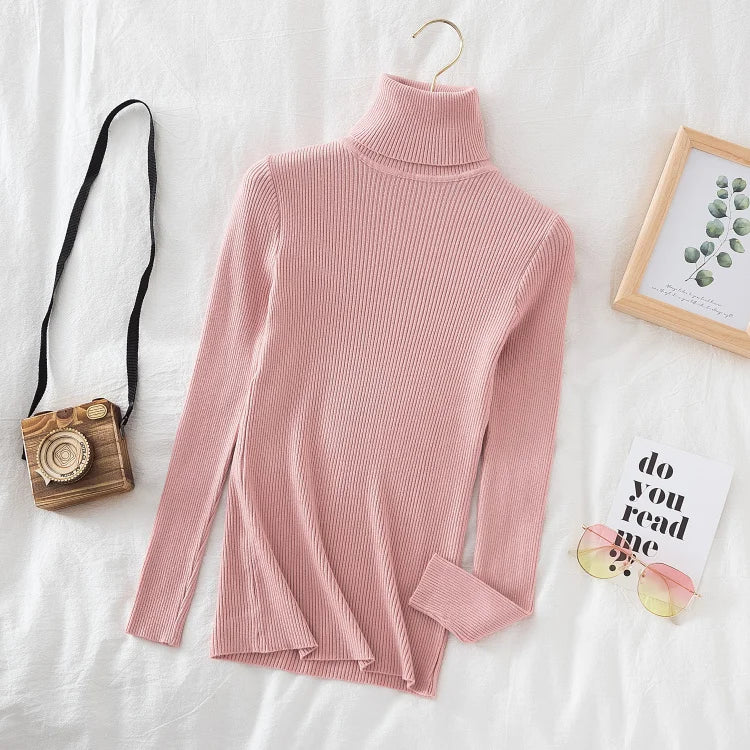 Women's Ribbed Mock Neck Long Sleeve Sweater Casual Knit Layer