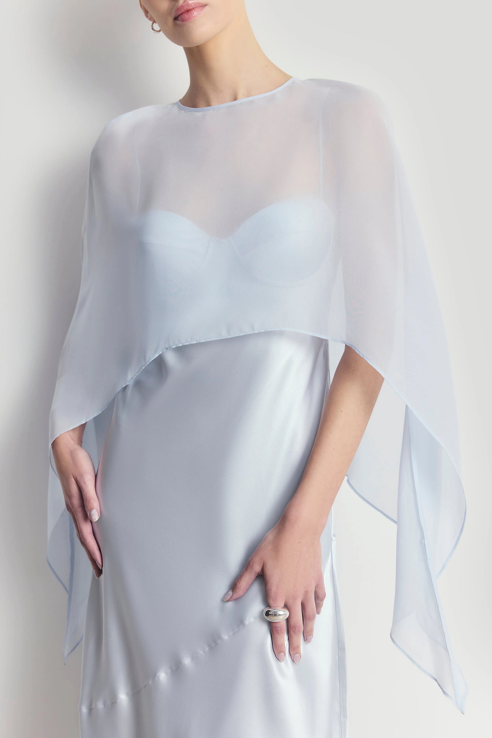 Sheer Chiffon Draped Cape for Layering over Outfits