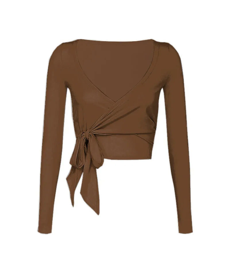Women's Tie-Back Long-Sleeve Workout Cover-Up