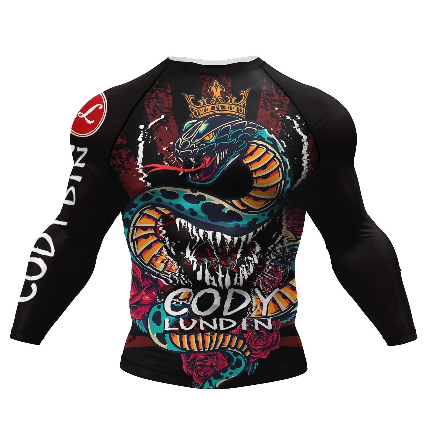 Graphic Long Sleeve Fitted Rash Guard for Training Wear