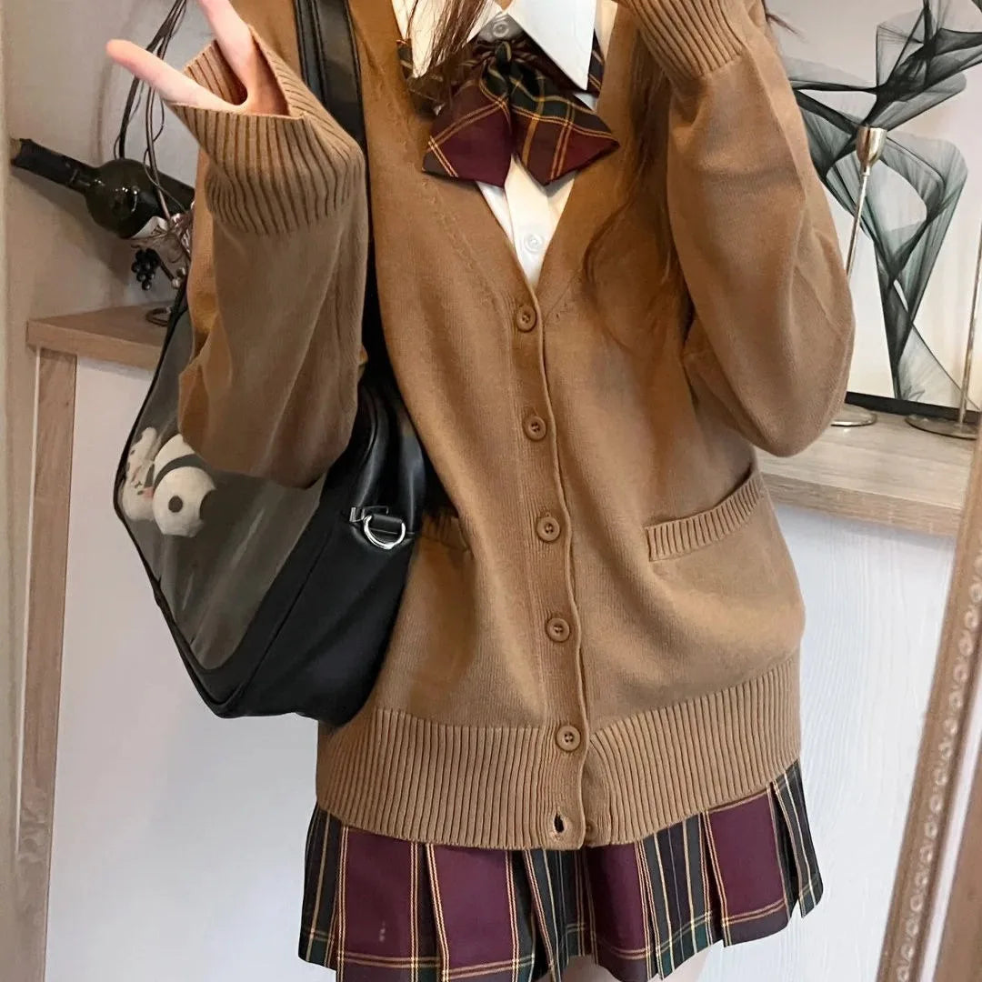 Women's School Style V Neck Button Front Cardigan
