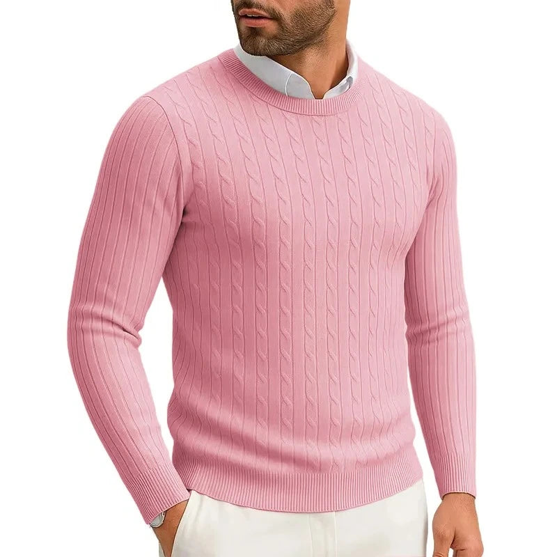 Men's Ribbed Crew Neck Long Sleeve Sweater