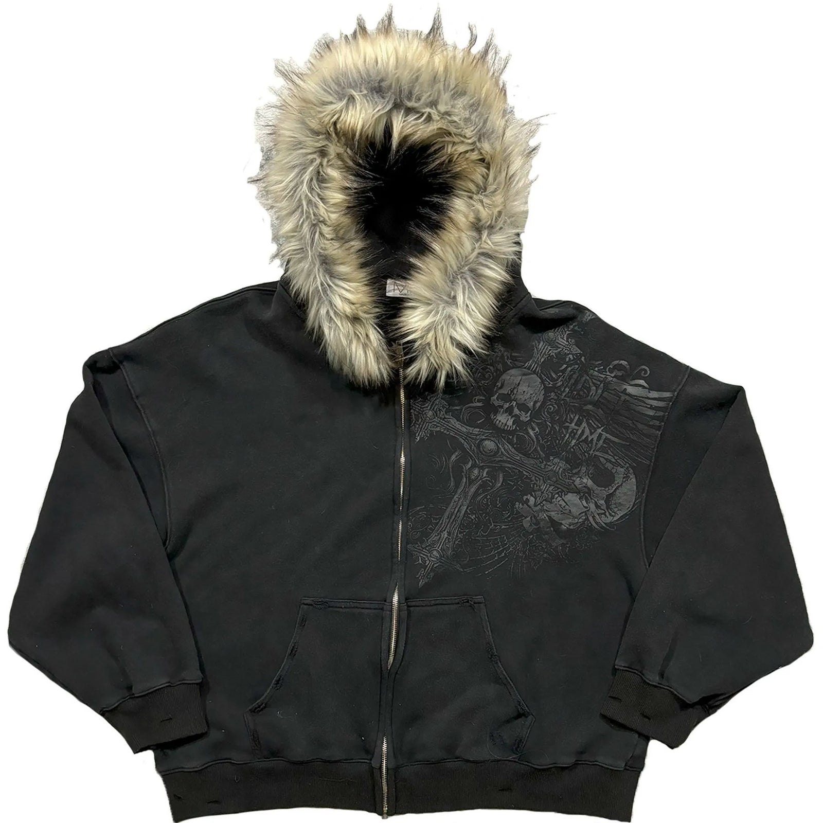 Fluffy Trim Long Sleeve Full Zip Casual Hoodie