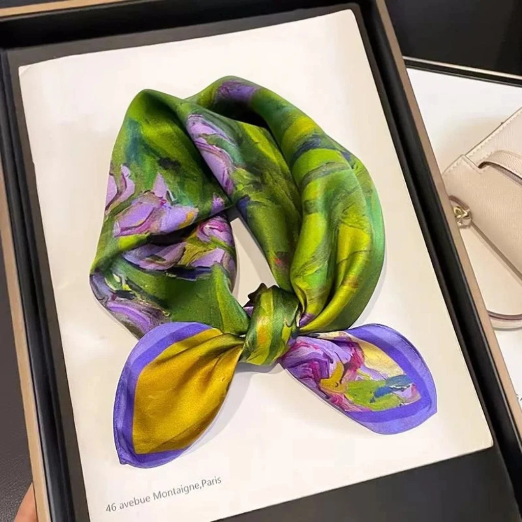 Printed Small Square Scarf for Neck and Hair Styling