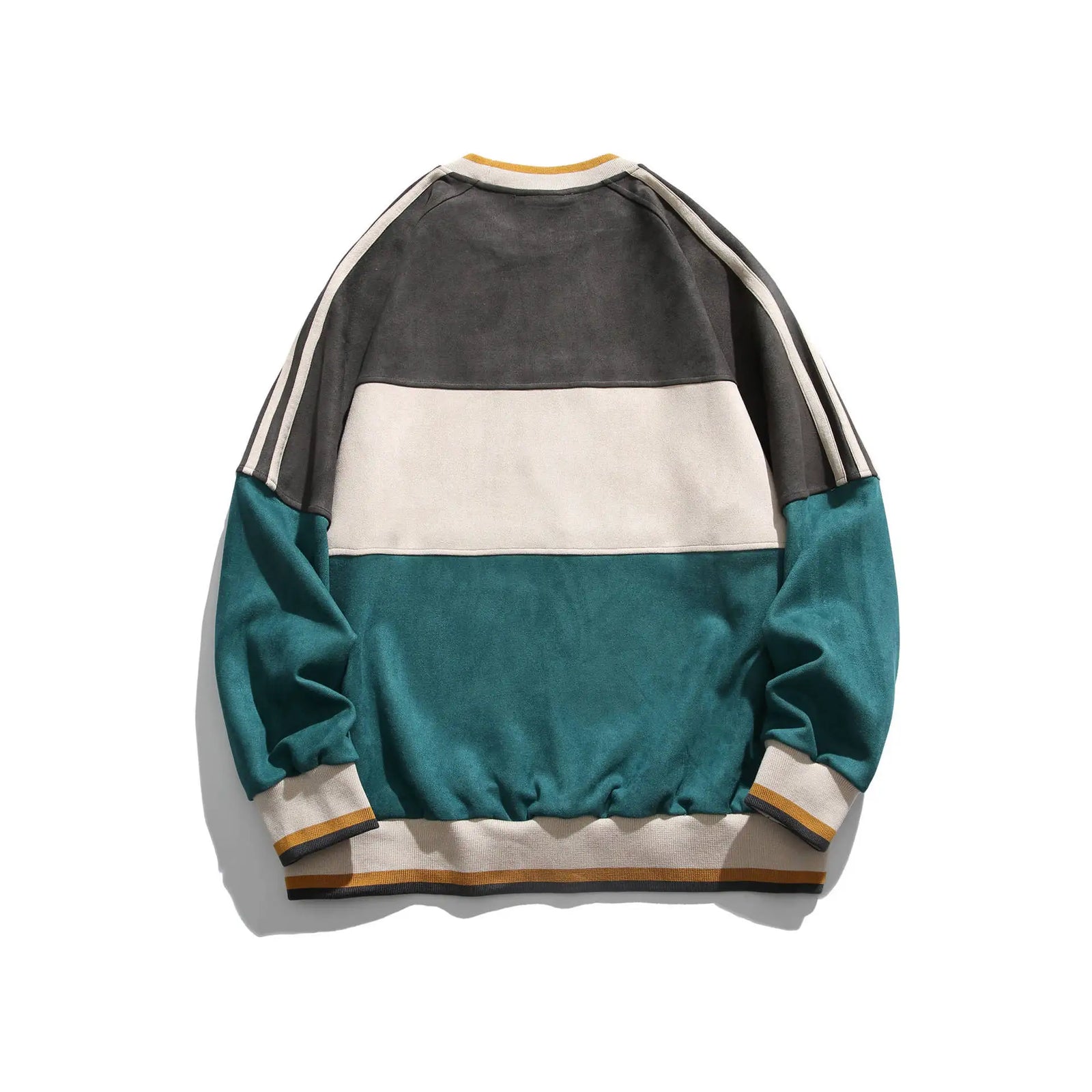 Men's Patchwork Crewneck Long-Sleeve Pullover Sweatshirt