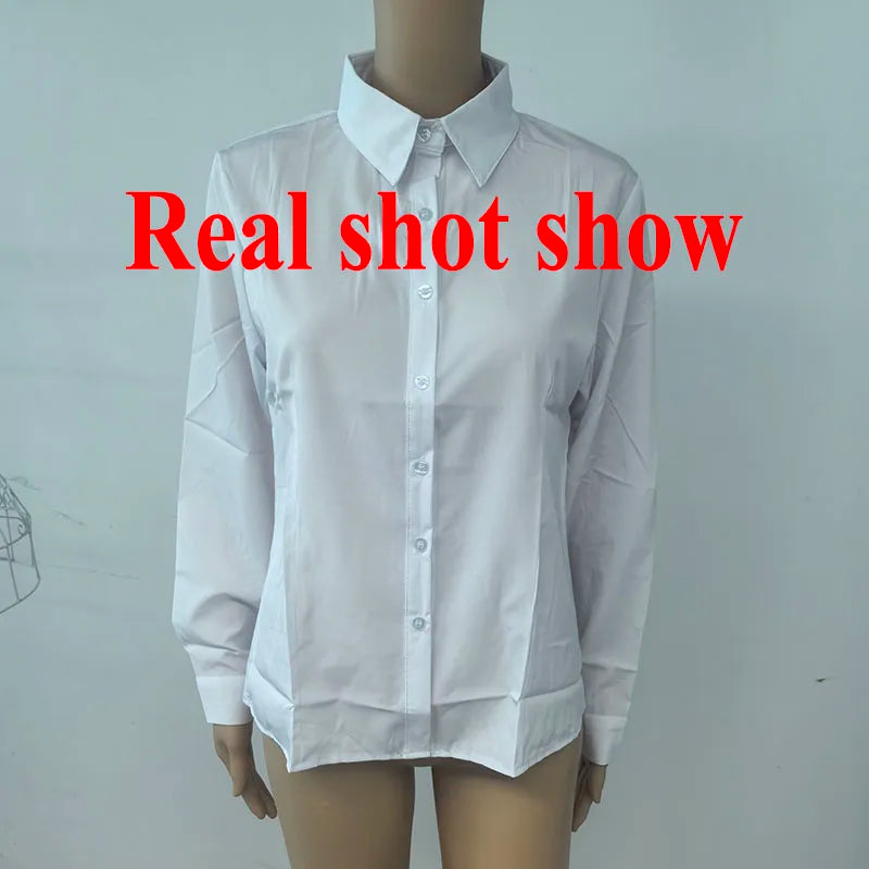 Women's Fitted Collared Long Sleeve Button Front Shirt