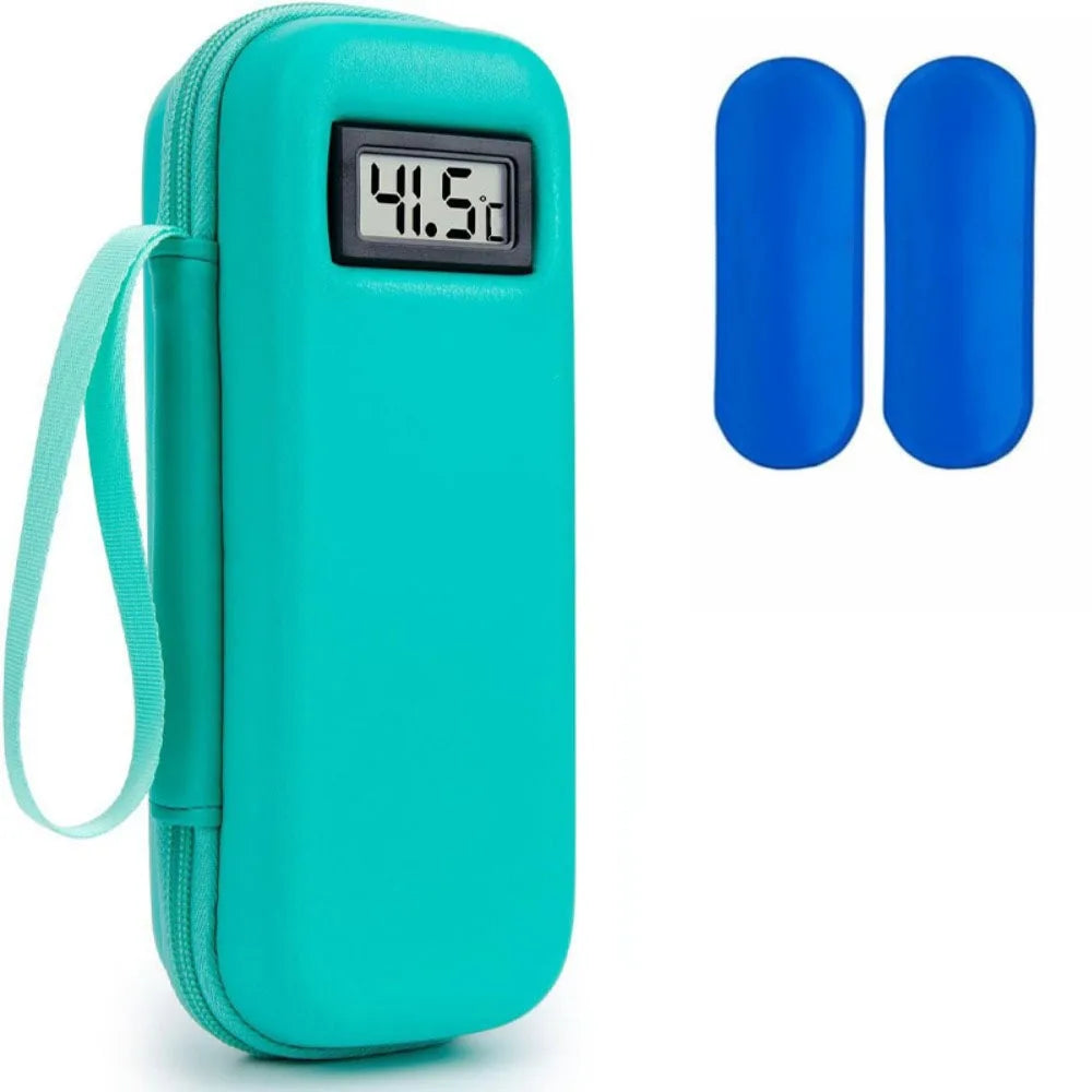 Insulin Cooler Travel Case °C/°F Waterproof Insulin Cooling Bag with Thermometer Display Medicine Organizer Bag for Diabetics