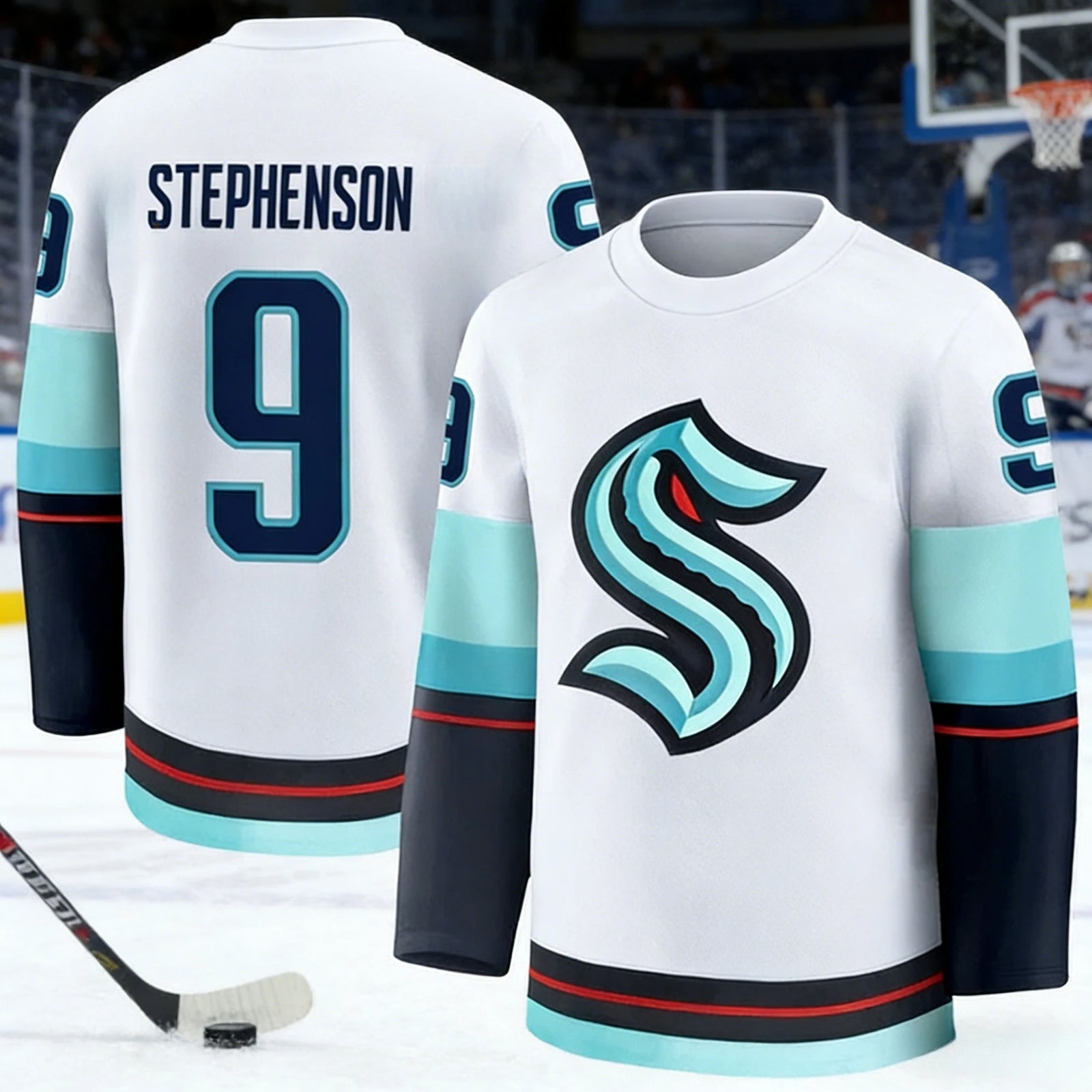 Long Sleeve Ice Hockey Sports Jersey with Contrast Stripe Design