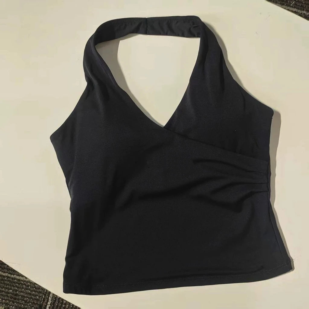 Women's Wrap Front Halter Neck Tank Top