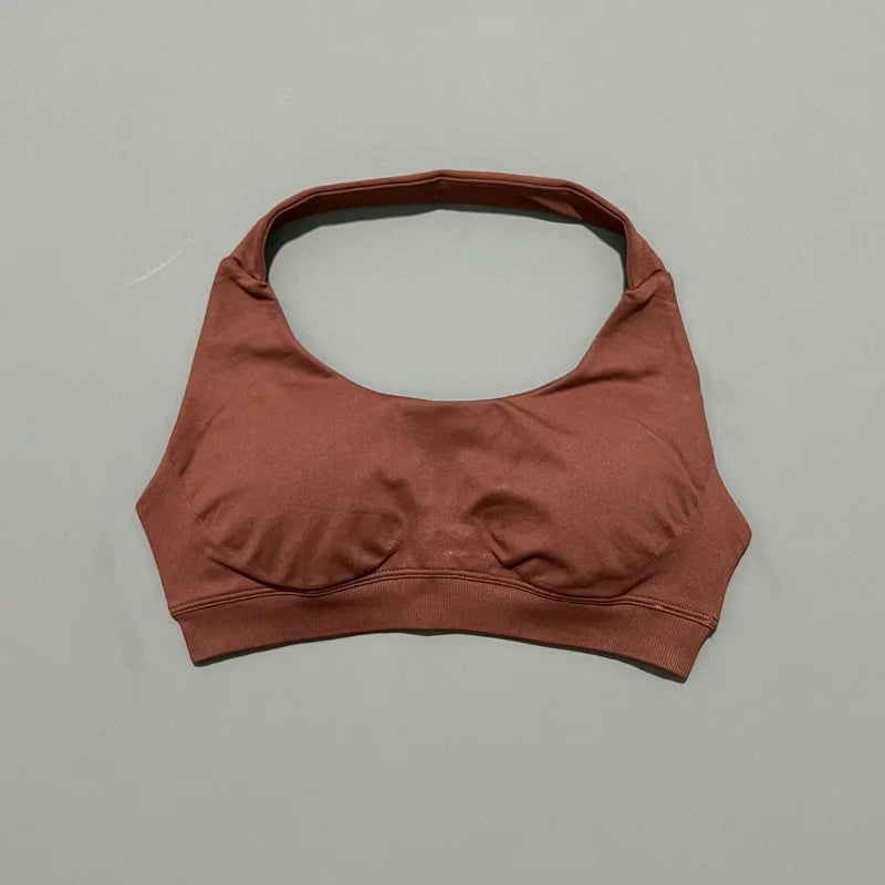 Women's Ruched Halter Neck Sports Bra