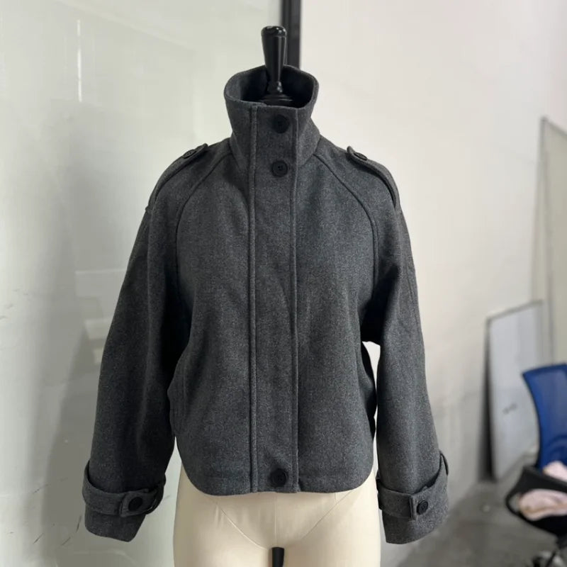Women's Stand-Collar Button-Front Jacket