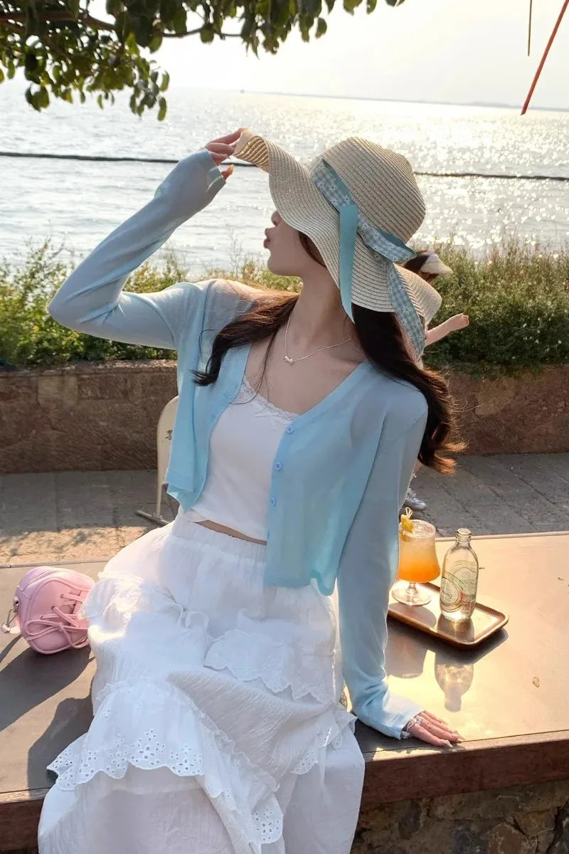 Women's Polyester Long-Sleeve V-Neck Button-Front Knit Cardigan for Casual Everyday Layered Outfits