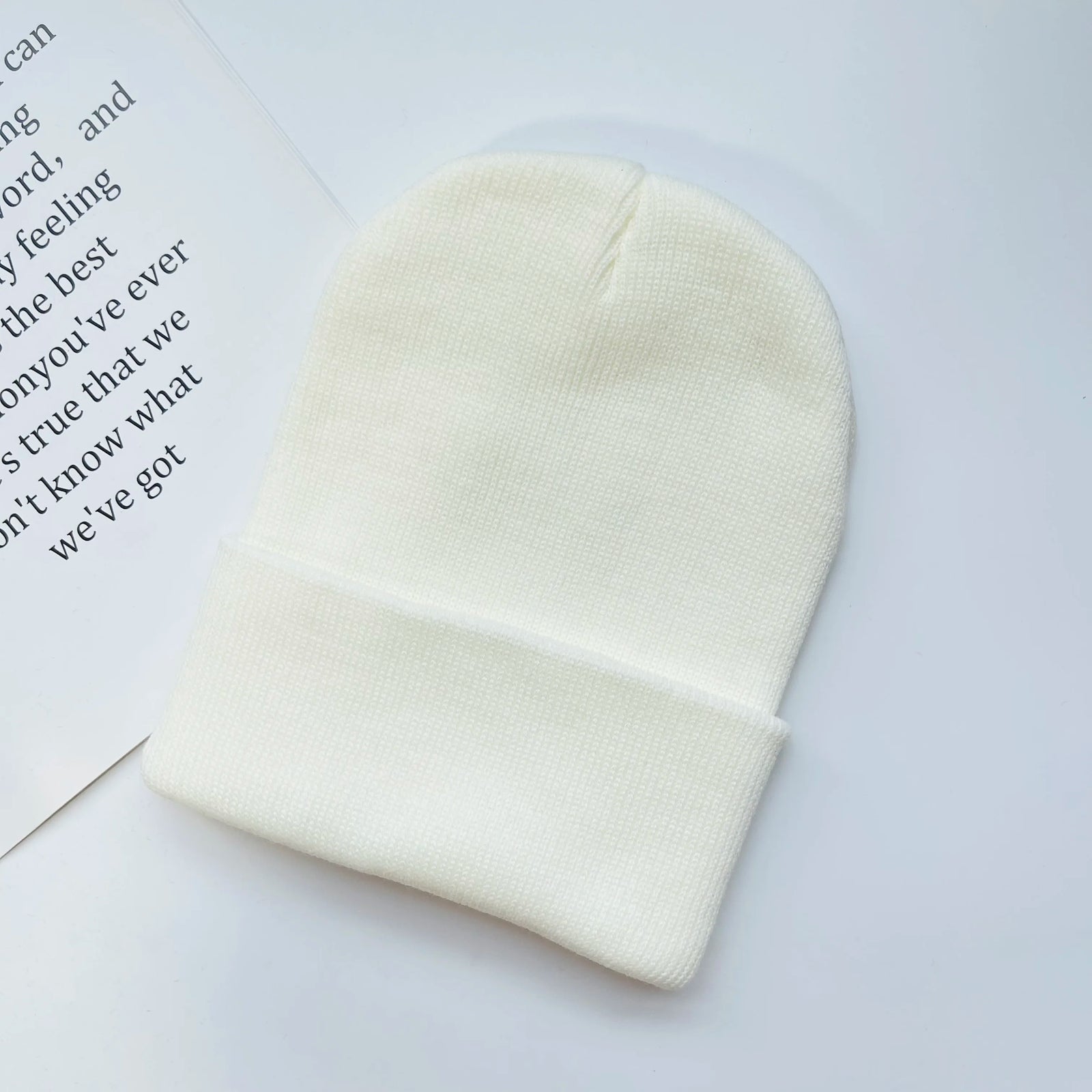 Solid Knit Beanie with Folded Cuff and Color Choices