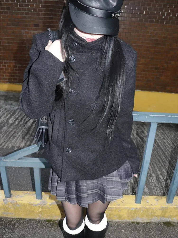 Long Sleeve Casual Coat with Extended Hem and Front Closure
