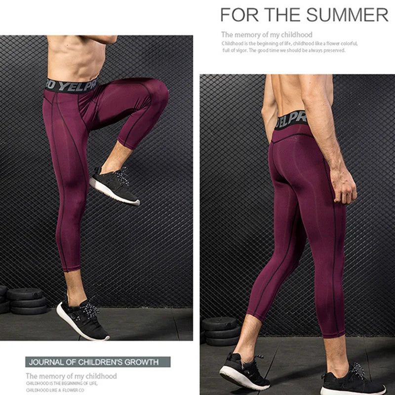 Men's Cropped Training Leggings for Gym and Running