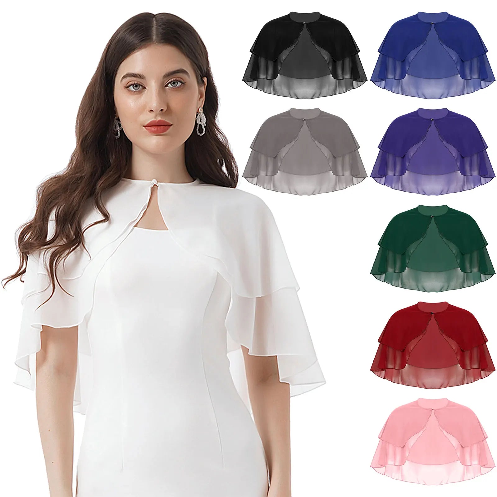 Layered Chiffon Capelet for Layering over Dresses and Tops