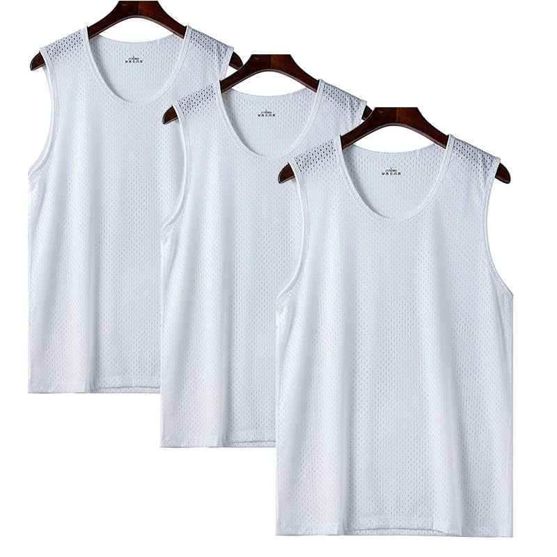 Men Ice Silk Mesh Sports Vest Breathable Quick Dry Sleeveless Riding Running Training Top