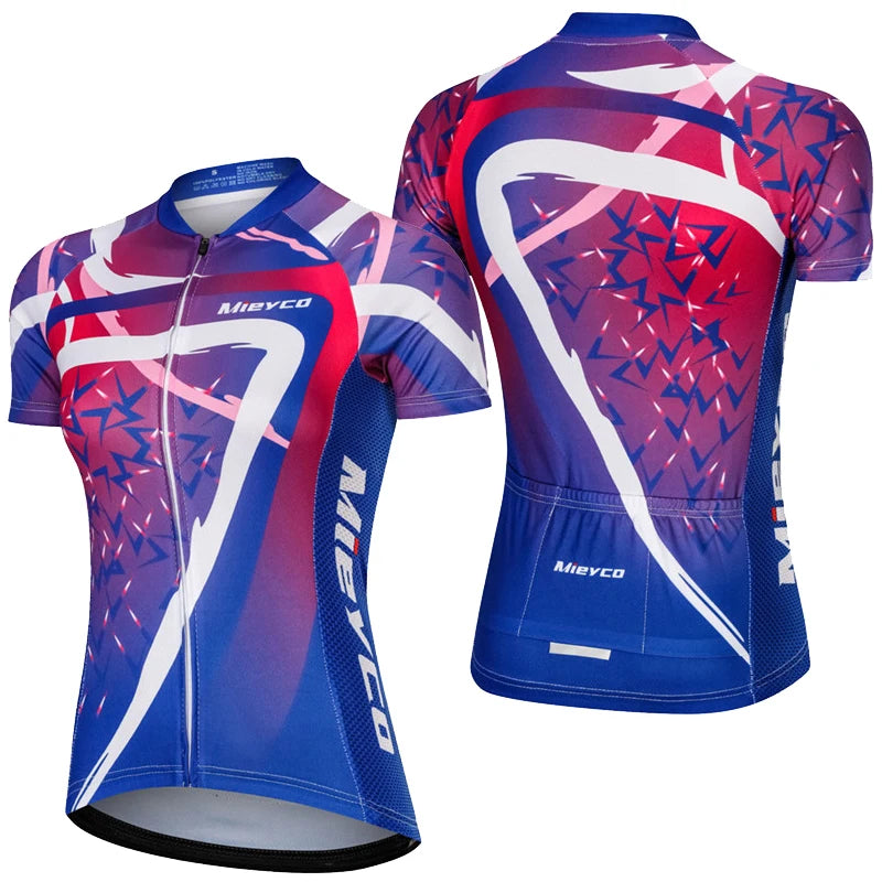 Women Short Sleeve Cycling Jersey Set Summer Bike Bib Shorts Suit