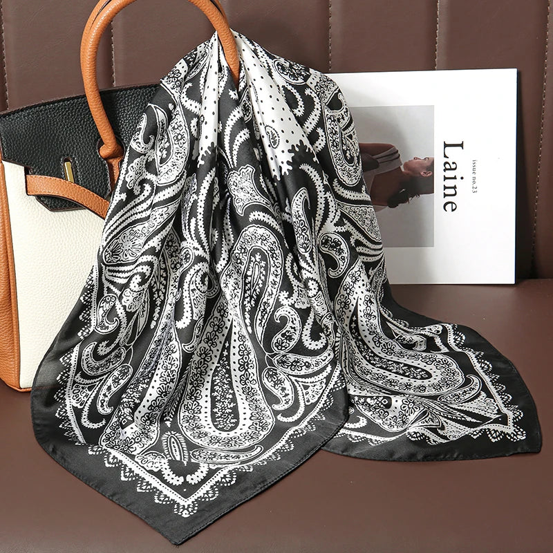 Printed Square Scarf with Floral and Graphic Pattern Options
