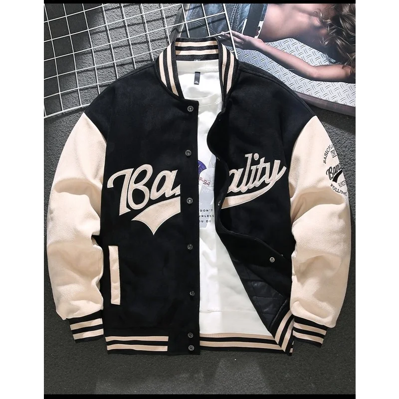 Long Sleeve Casual Streetwear Jacket with Front Closure and Pockets