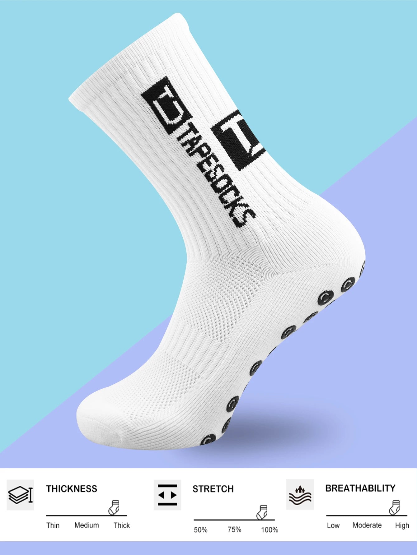 Football Socks with Textured Sole and Solid Knit Shape