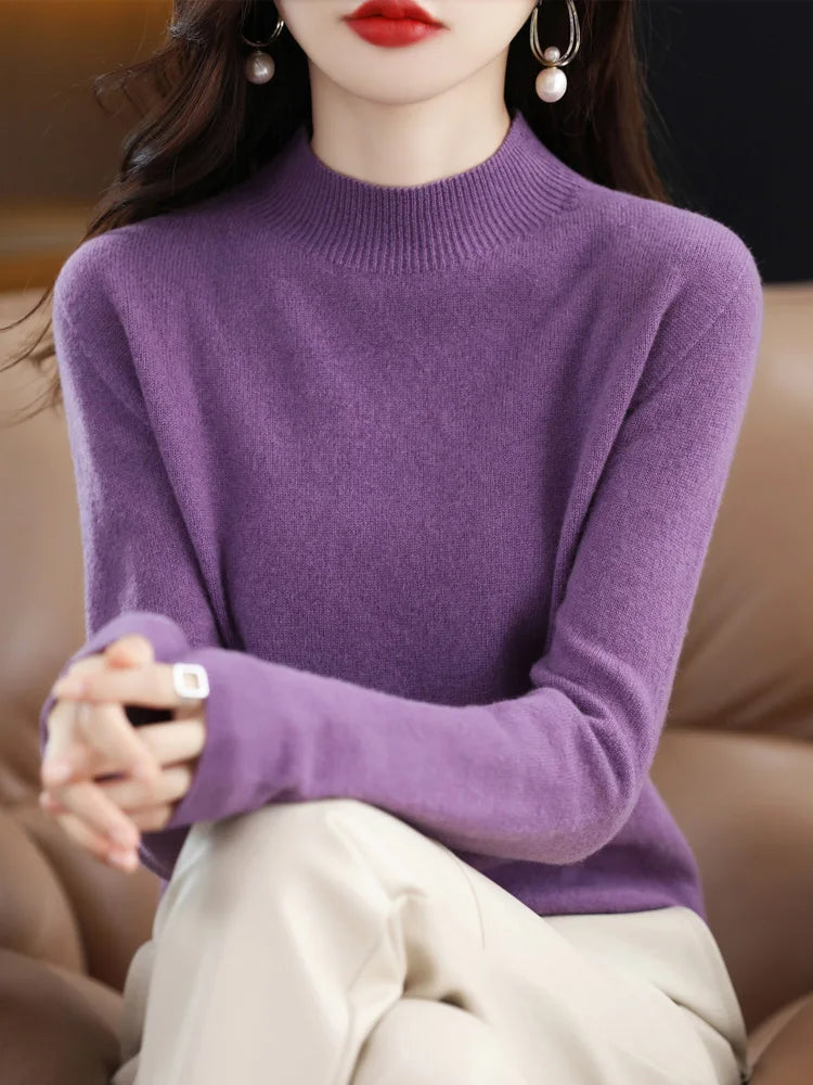 Women's Fluffy Crew Neck Long Sleeve Sweater Casual Knit Layer