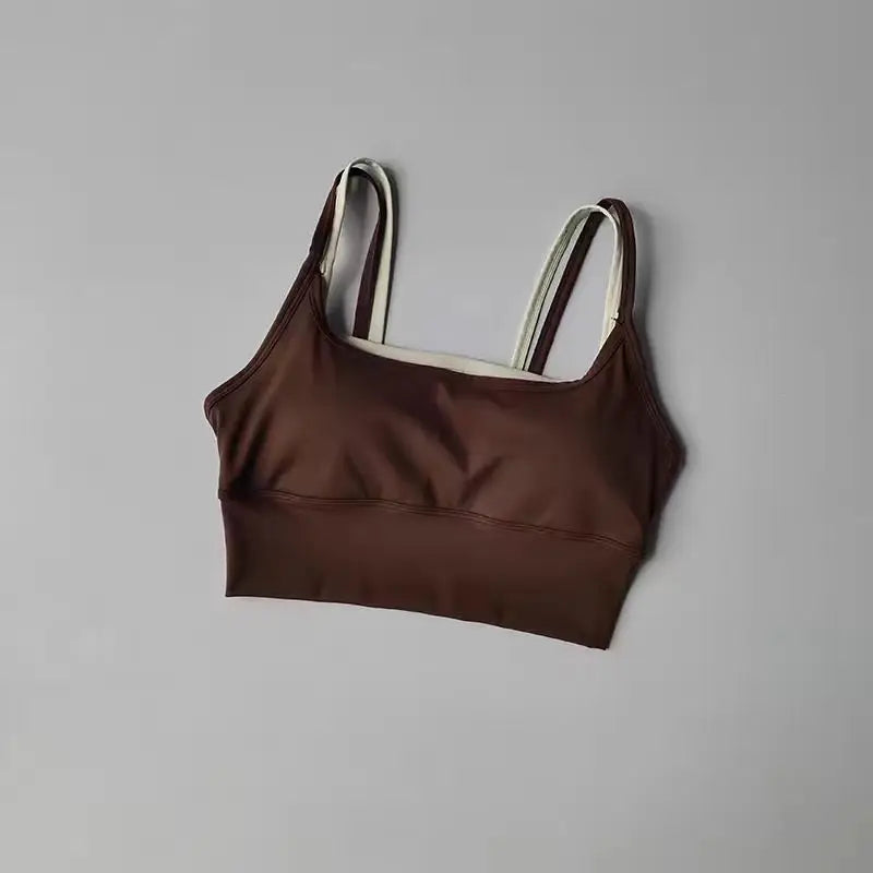Women's Contrast Double Strap Cropped Tank Top