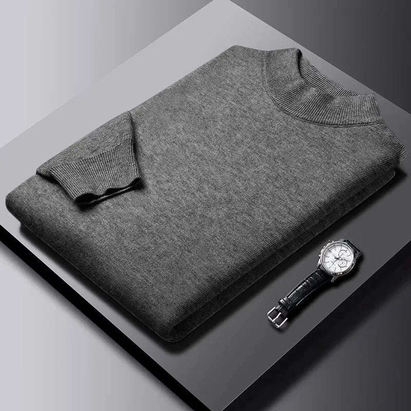 Men's Mock Neck Long Sleeve Knit Sweater