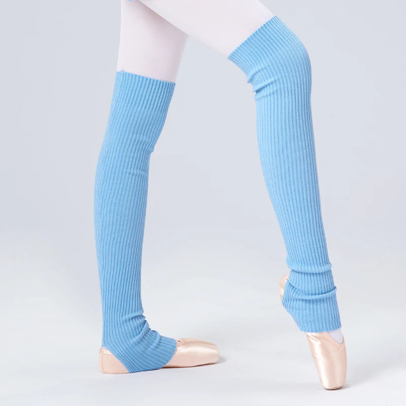 Long Ribbed Dance Leg Warmers with Stirrup Foot Openings