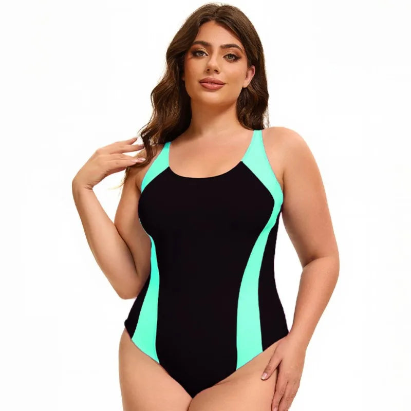 Women's Colour Block Cross Back Strappy One Piece Swimsuit