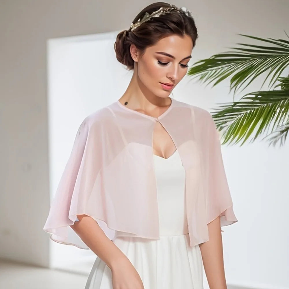 Sheer Clasp Front Capelet for Layering over Dresses and Tops