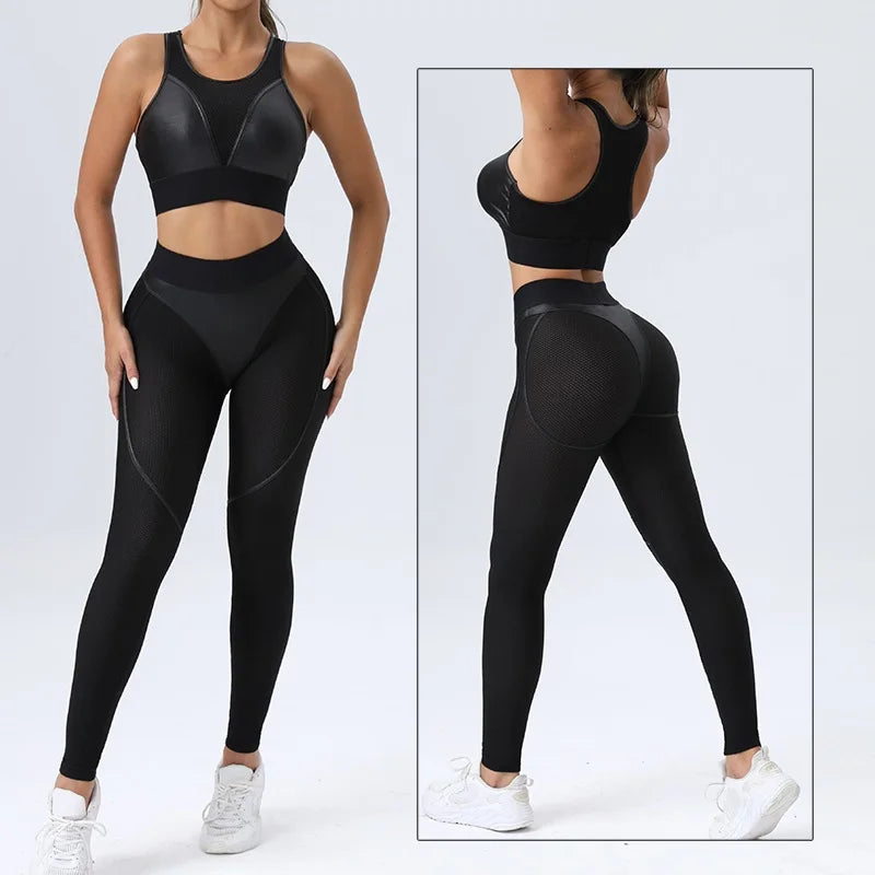 Women's Racerback Sports Bra and Shorts Workout Set