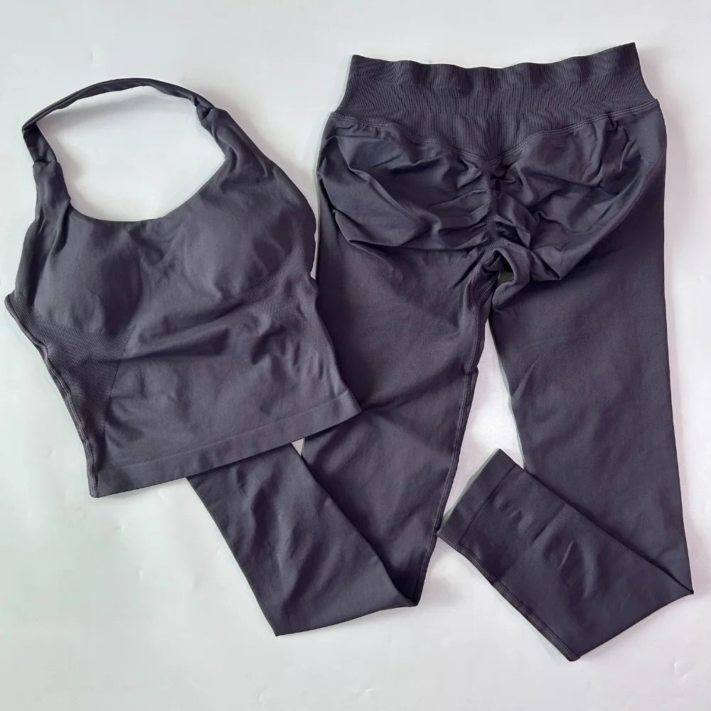 Women's Longline Tank And Shorts Yoga Set For Workout Outfits