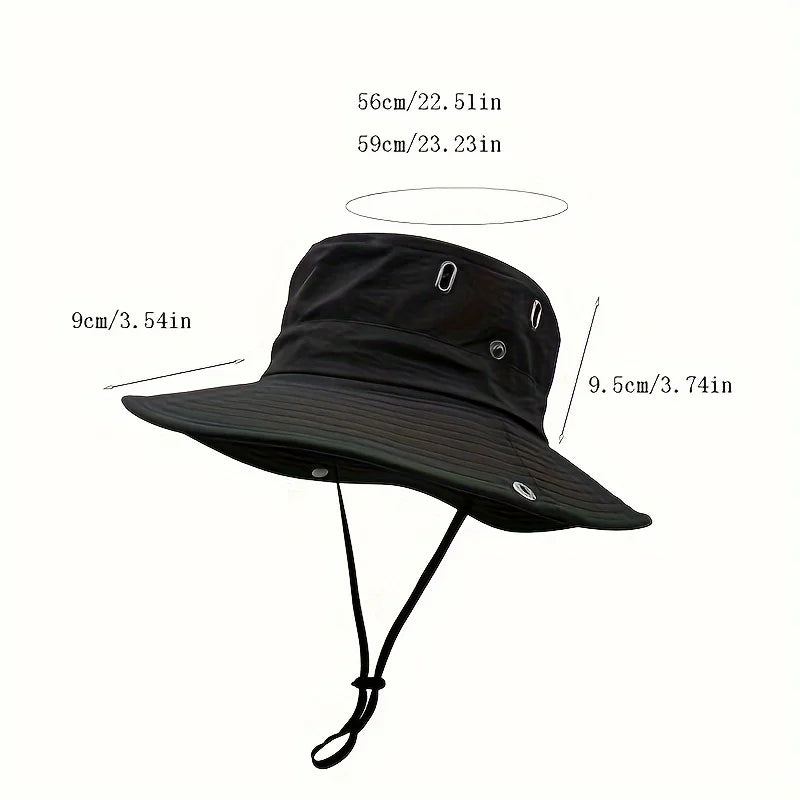 Wide Brim Outdoor Bucket Hat with Adjustable Chin Cord